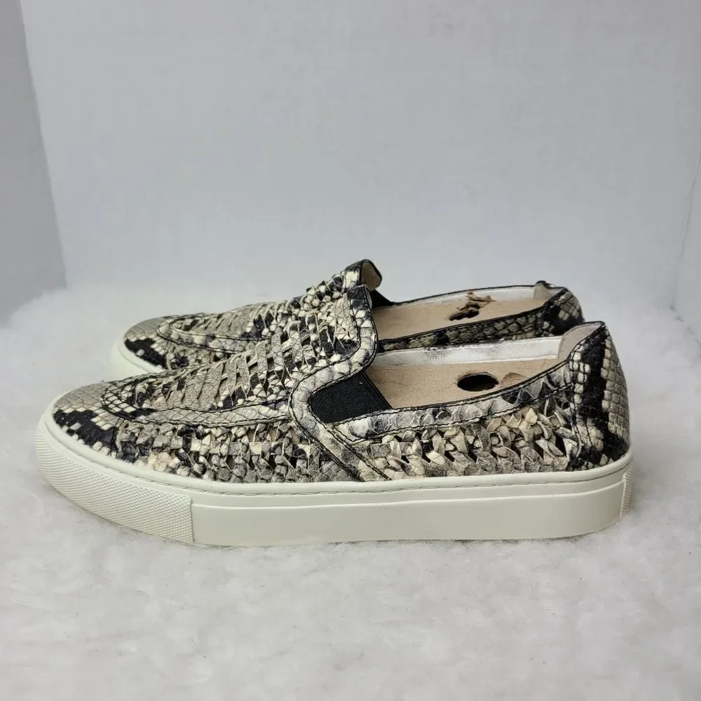 Tory Burch Huarache Weave  Snakeskin Leather Slip On Sneaker  Shoes Size 8